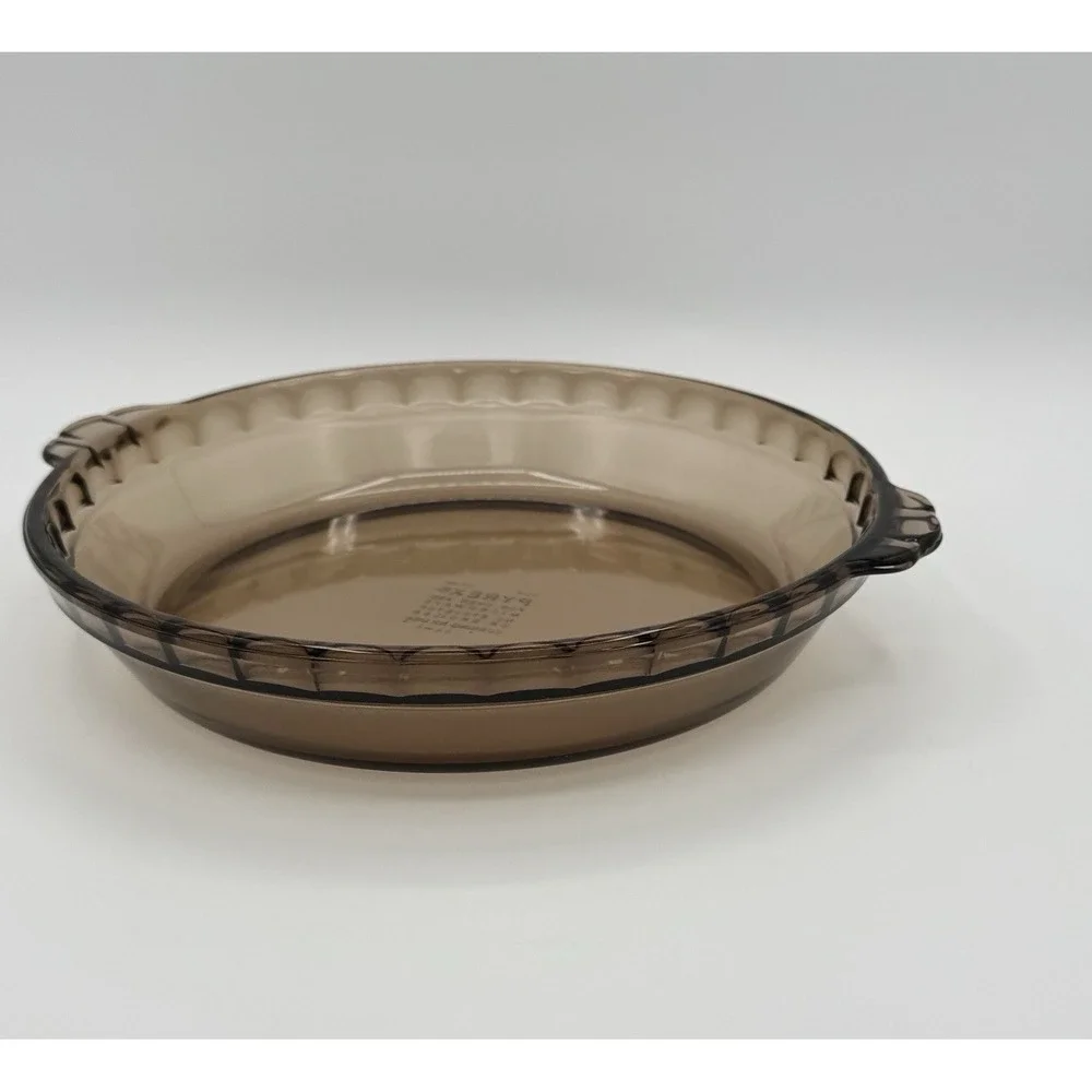 Vintage Pyrex 229 & 209 Smoke Brown Amber Pie Plates Set of 2 USA Glass Bakeware